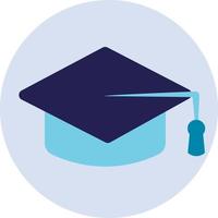 Blue education hat, illustration, vector on a white background.