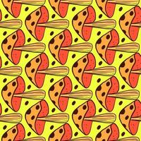 Mushrooms pattern, illustration, vector on white background.