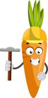 Carrot with hammer, illustration, vector on white background.