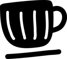taza negra con cuatro rayas blancas, icono de ilustración, vector sobre fondo blanco