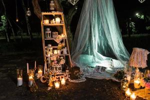 wedding decorations at night photo