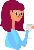 chica con vino, ilustración, vector sobre fondo blanco.