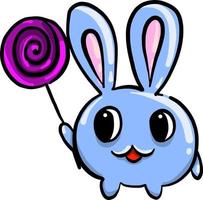 Bunny with a lolipop, illustration, vector on white background