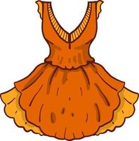 Orange dress, illustration, vector on white background.