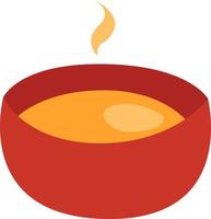Red bowl of soup, illustration, vector on a white background.