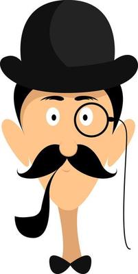 Gentleman mustache, illustration, vector on white background.