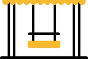 Yellow amusment swing, illustration, vector on a white background.