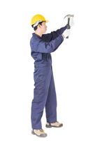 Handyman in uniform with his hammer photo