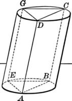 Prism inscribed in Cylinder vintage illustration. vector