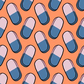 Eraser pattern, seamless pattern on orange background. vector