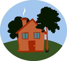 House in the forest, illustration, vector on white background.