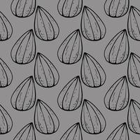 Sunflower seed, seamless pattern on grey background. vector