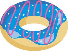 A doughnut with blue cream, vector or color illustration.