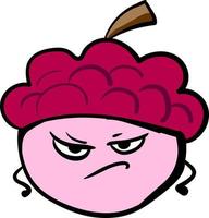 Angry pink lychee, illustration, vector on white background.