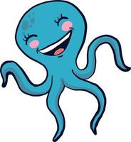 Blue octopus, illustration, vector on white background