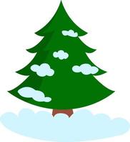 Snow tree, illustration, vector on white background.