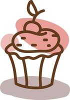Dessert muffin, illustration, vector, on a white background. vector