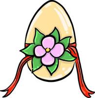 Easter egg with flower , illustration, vector on white background