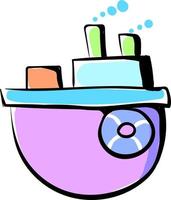 Multicolor ship, illustration, vector on white background.