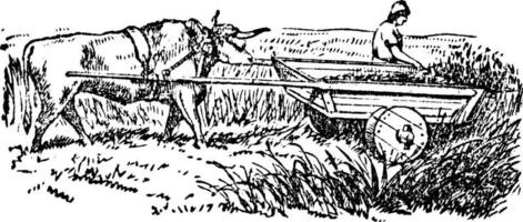 antigua cosechadora, ilustración vintage. vector
