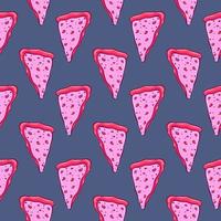 Delicous pizza , seamless pattern on a blue background. vector