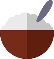Cottage cheese in a red bowl, icon illustration, vector on white background