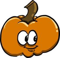Small pumpkin with eyes , illustration, vector on white background
