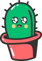 Cute cactus in pot, illustration, vector on white background.