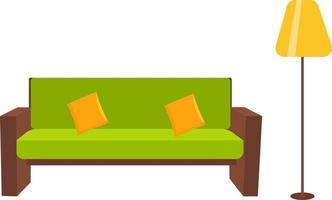 Green sofa ,illustration, vector on white background.