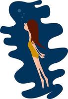 Girl swimming, illustration, vector on white background
