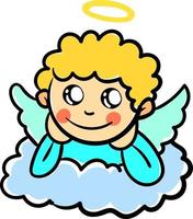 Angel on cloud, illustration, vector on white background