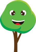 A happy tree, vector or color illustration.