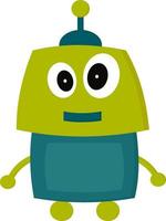 A green happy robot, vector or color illustration.