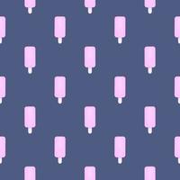 Pink ice cream on a stick , seamless pattern on a blue background. vector