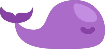 Purple sea whale, illustration, vector on a white background.