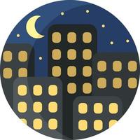 City at night, icon illustration, vector on white background