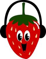 Smiling strawberry, illustration, vector on white background.