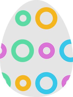White egg decorated with colorful circles, illustration, vector on a white background.