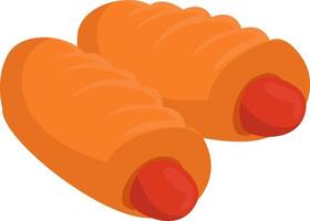 Sausage roll, illustration, vector on white background.