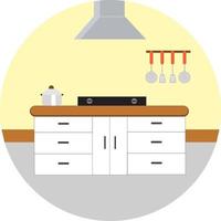 New kitchen ,illustration, vector on white background.