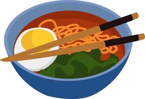 Udon dish, illustration, vector on white background.