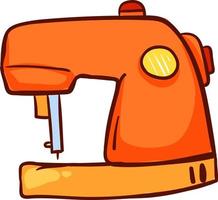 Orange sewing machine, illustration, vector on white background