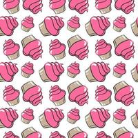 Pink cupcake, illustration, vector on white background.
