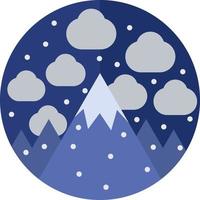 Night in the mountains with snowy clouds, illustration, vector on white background.