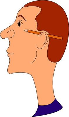 Man with pencil, illustration, vector on white background