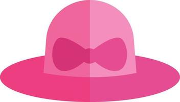 Pink hat with a bow, icon illustration, vector on white background