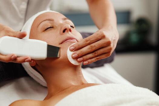 Ultrasonic Facial Cleansing In A Beauty Salon photo