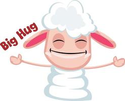 Cute sheep with spreaded hands for a hug vector illustration on a white background