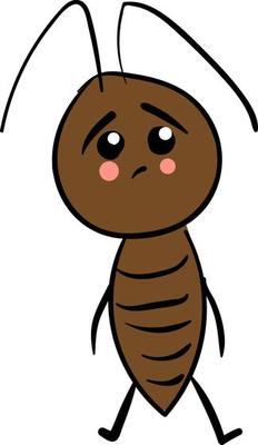 Sad cockroach, illustration, vector on white background.