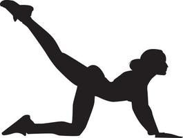 Silhouette of a woman stretches out hamstrings , illustration, vector on white background.